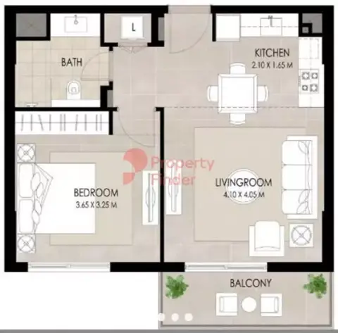 Plattegrond van 1 slaapkamer in The Hamilton