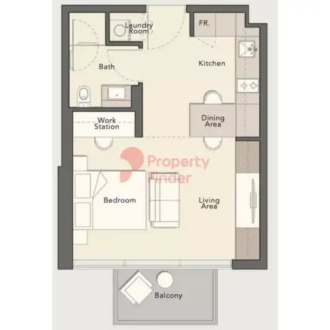 Plattegrond van Studio in Arbor View