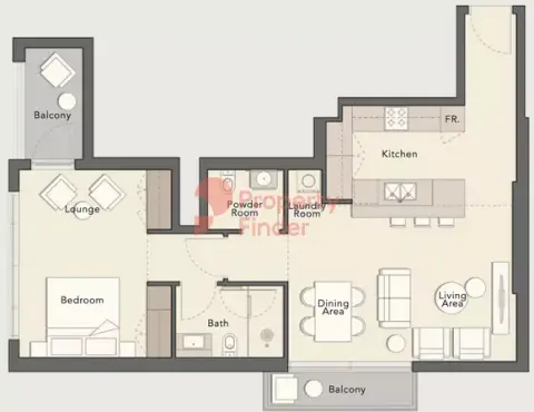 Plattegrond van 1 slaapkamer in Arbor View