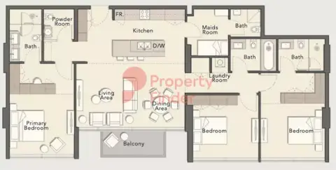 Plattegrond van 3 slaapkamers in Arbor View