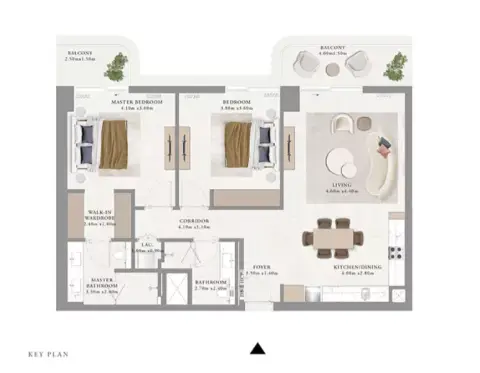 Plattegrond van 2 slaapkamers in Avonlea