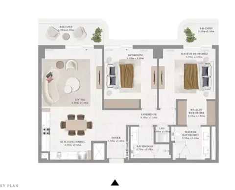 Plattegrond van 2 slaapkamers in Avonlea