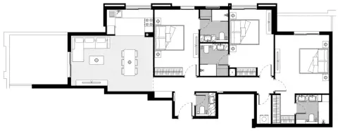 Plattegrond van 3 slaapkamers in FH Residency