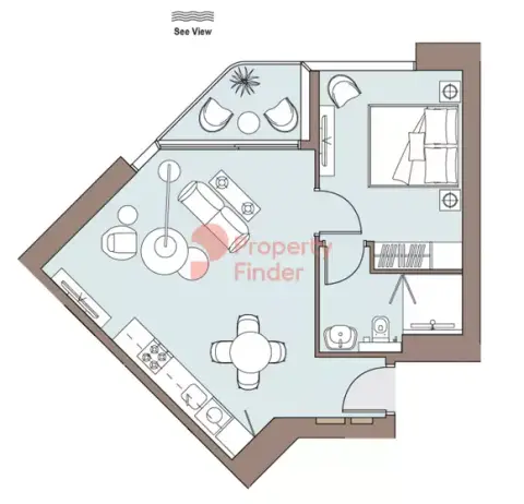Plattegrond van 1 slaapkamer in Nautica By Select Group