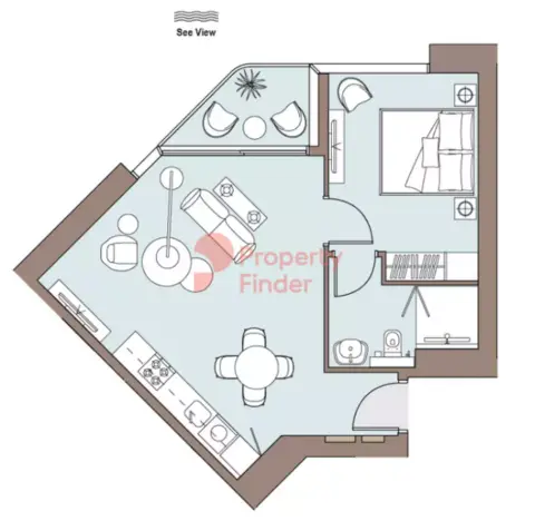 Plattegrond van 1 slaapkamer in Nautica By Select Group