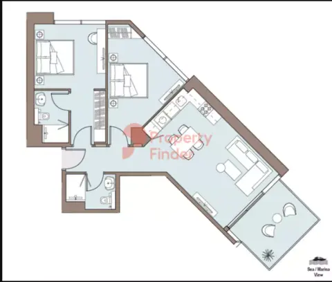 Plattegrond van 2 slaapkamers in Nautica By Select Group