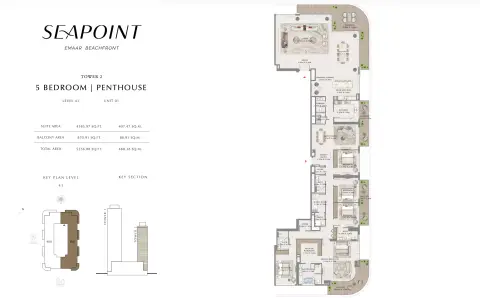 Plattegrond van 5 slaapkamers in Seapoint