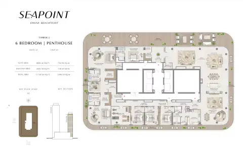 Plattegrond van 6 slaapkamers in Seapoint