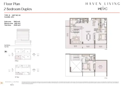 Plattegrond van 2 slaapkamers in Haven Living