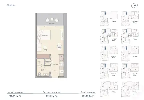 Plattegrond van Studio in The Crestmark