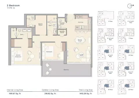 Plattegrond van 3 slaapkamers in The Crestmark