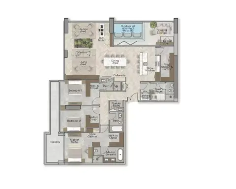 Plattegrond van 4 slaapkamers in The Crestmark