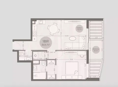 Plattegrond van 1 slaapkamer in Sea Legend One