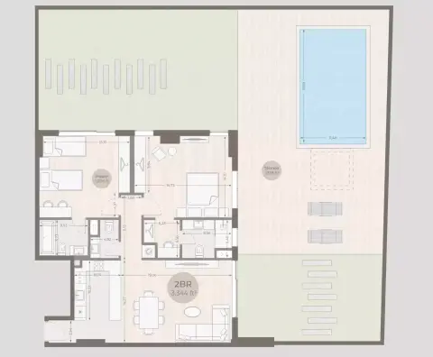 Plattegrond van 2 slaapkamers in Sea Legend One