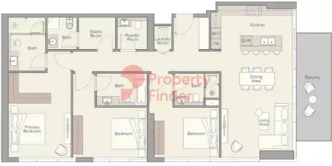 Plattegrond van 3 slaapkamers in The Quayside
