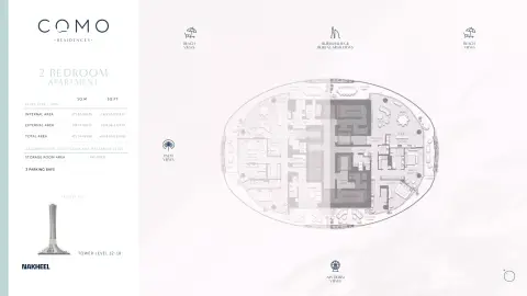 Plattegrond van 2 slaapkamers in Como Residences