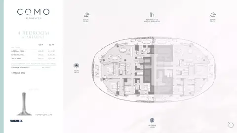 Plattegrond van 4 slaapkamers in Como Residences
