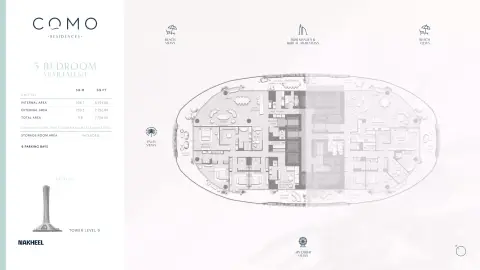 Plattegrond van 5 slaapkamers in Como Residences