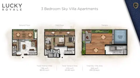 Plattegrond van 3 slaapkamers in Lucky Royale Residence