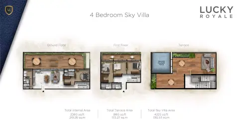 Plattegrond van 4 slaapkamers in Lucky Royale Residence