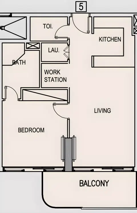 Plattegrond van 1 slaapkamer in Pearl House Phase 2 By Imtiaz