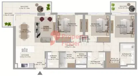 Plattegrond van 3 slaapkamers in Club Drive