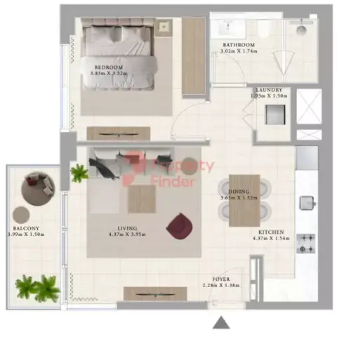 Plattegrond van 1 slaapkamer in Club Drive