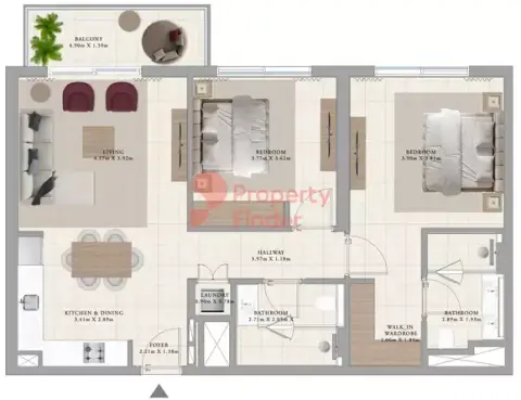 Plattegrond van 2 slaapkamers in Club Drive
