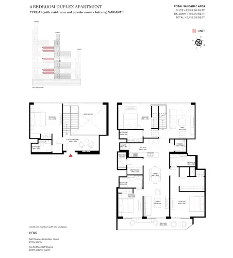 Plattegrond van 4 slaapkamers in Sobha One
