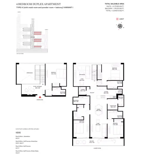 Plattegrond van 4 slaapkamers in Sobha One