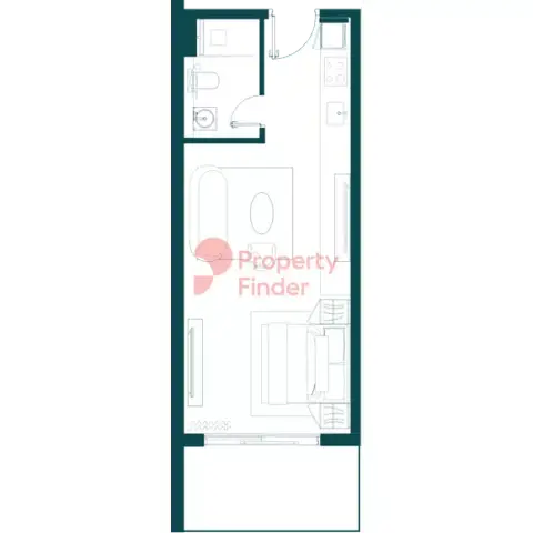 Plattegrond van Studio in Rise Residence
