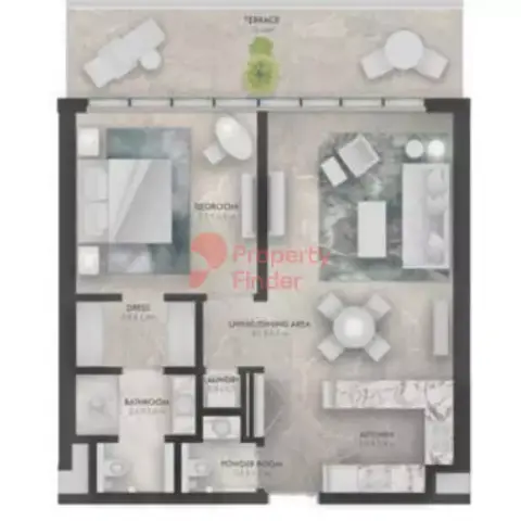 Plattegrond van 1 slaapkamer in The Golf Residences