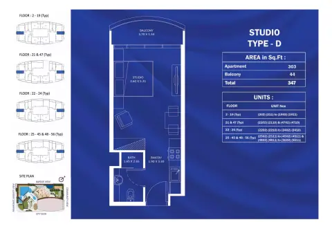 Plattegrond van Studio in Fashionz By Danube
