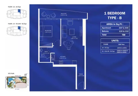Plattegrond van 1 slaapkamer in Fashionz By Danube