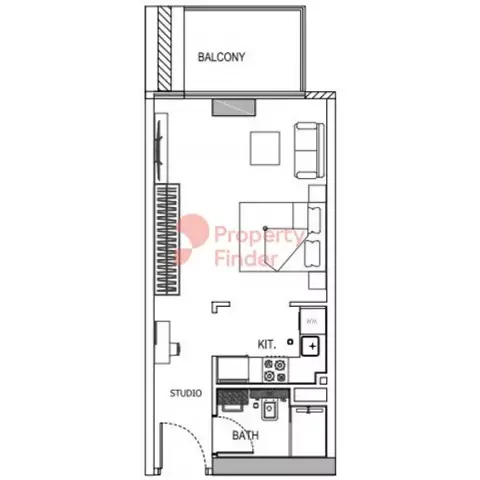 Plattegrond van Studio in Binghatti Orchid