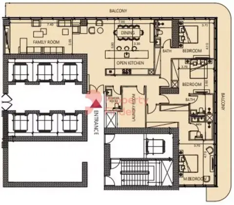 Plattegrond van 3 slaapkamers in Society House
