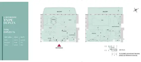 Plattegrond van 2 slaapkamers in Society House