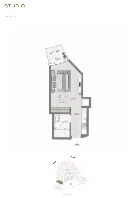 Plattegrond van Studio in Canal Crown
