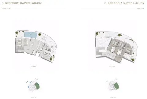 Plattegrond van 3 slaapkamers in Canal Crown