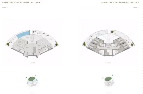 Plattegrond van 4 slaapkamers in Canal Crown