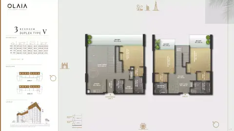 Plattegrond van 3 slaapkamers in Olaia Residences