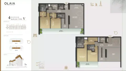 Plattegrond van 4 slaapkamers in Olaia Residences