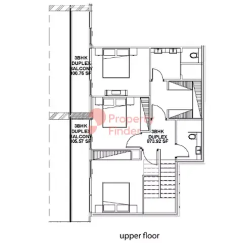 Plattegrond van 3 slaapkamers in Gateway