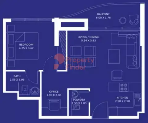 Plattegrond van 1 slaapkamer in Oceanz Phase 2 By Danube
