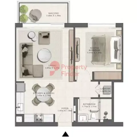 Plattegrond van 1 slaapkamer in Golf Grand