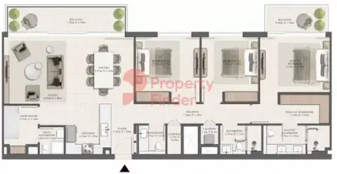 Plattegrond van 3 slaapkamers in Golf Grand
