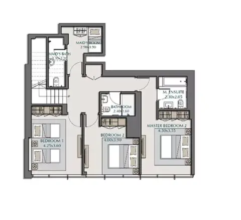 Plattegrond van 4 slaapkamers in Park Views Residences