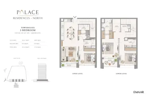 Plattegrond van 3 slaapkamers in Palace Residences North