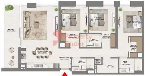 Plattegrond van 3 slaapkamers in Parkside Views