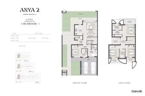 Plattegrond van 4 slaapkamers in Anya Phase 2 By Emaar